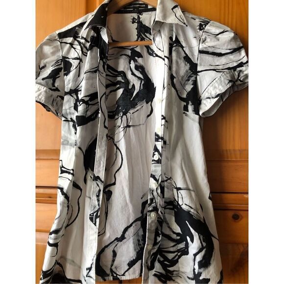 EXPRESS Botton Down Women’s Shirt Water Color Print Size S - Picture 1 of 12